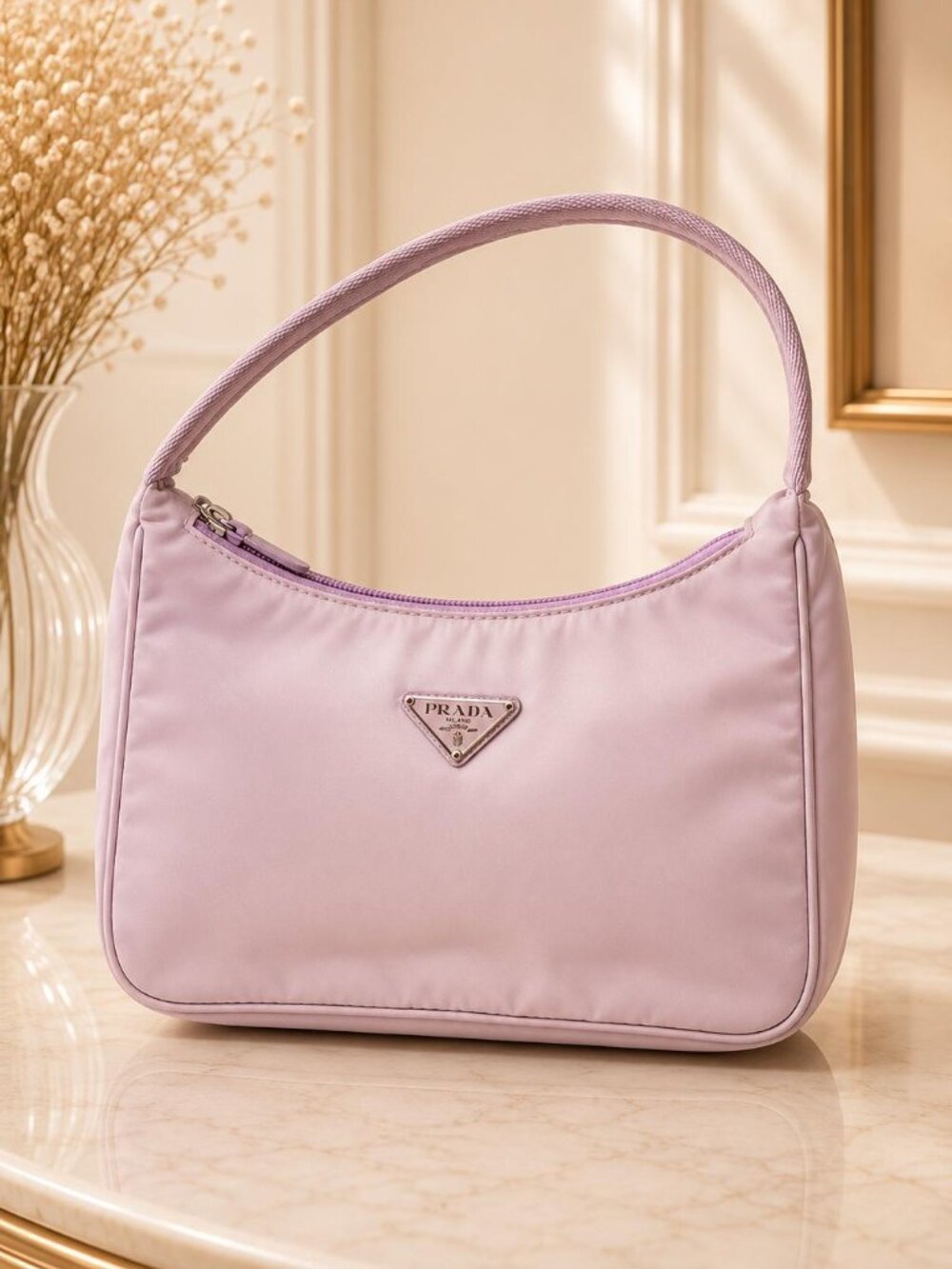 Authentic Prada Re-Edition 2000 Pink Nylon Mini Shoulder Bag Hobo Purse